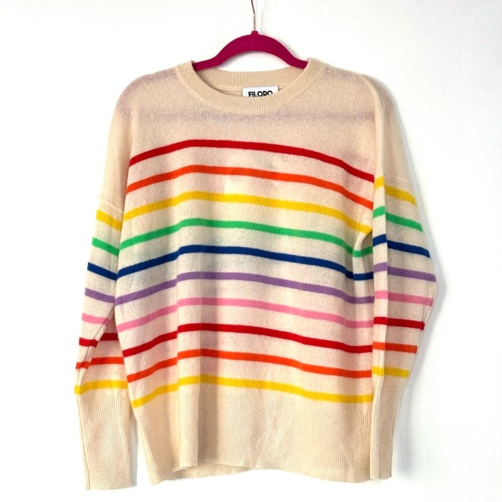 Filoro cashmere rainbow striped pullover (New with Tags) Medium